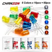 아두이노 키트 코딩 입문 교육 보드 점퍼선 확산 5mm Led 다이오드 키트 화이트 레드 그린 블루 옐로우 오, 01 6 Colors x 10pcs Mix