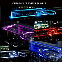 ArtX 그랜저HG USB 5V LED 2단 차량용 무중력테이블 컵홀더 식탁 자동차 선반 핸드폰 거치대 수납용품, 일반형, 제외, 아이스블루
