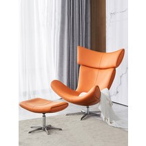 보컨셉 이몰라 라운지 체어 1인용 소파 카페 스튜디오 boconcept, (극세사가죽/오렌지/발받침)