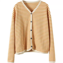 미녀언니여성 노카라 루즈핏 스트라이프 봄 자켓 100%순면 가디건 QQC137