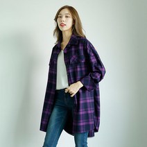 여성용 타탄 체크 셔츠 롱 원피스 2컬러S220926038