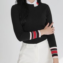 투엘라웨어 레드 포인트 라운드넥 골지 니트