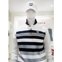 MU스포츠 남성 스트라이프 편직 티셔츠 화이트 GU12TL54(143602 )