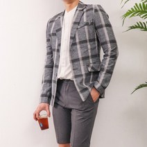 바젤 데이트룩에서 하객룩까지 뉴욕체크 남자린넨자켓