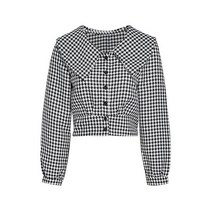JJ JIGOTT 체크 카라 크롭 블라우스 GN3N0BL30