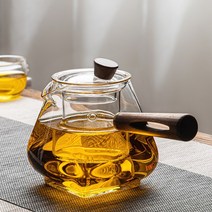 Dananier 목풍 우드 손잡이 내열유리 티포트 600ml 일본식 유리주전차, 단품, 투명