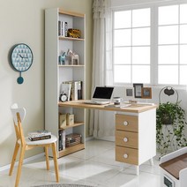 장인가구 큐브 1200 책상세트 책장형, 화이트