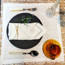 웨딩포 리넨 냅킨 헴스티치 화이트 4매 45 X 45 키친크로스 Linen Napkin Hemstitched White 45