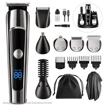 Yiobo 전문가용 전동 이발기 세트 방수 이발기 USB충전가능 이발기 LED 디스플레이 올인원 그루밍 키트, 16-in-1세트