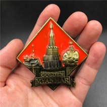 금속 프리미엄 스테레오 냉장고 스티커 자석 기, golden myanmar
