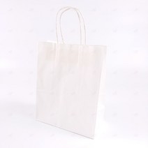 크라프트 쇼핑백 친환경 가벼운 튼튼한 도시락 베이커리 빵집 음식 포장 선물 심플 깔끔 플랫 답례품 보답 봉투 무지 재사용가능 종이 업체 업소용 옷 의류 매대 기념일 화이트