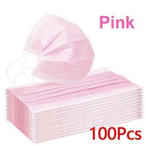 10-200pcs 일회용 외과 마스크 Earloop 6 종류 입 3 레이어 Meltblown 부직포 통기성 의료 얼굴, 09 100pcs Pink
