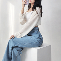 깃털핏 크롭 볼레로 페더 가디건
