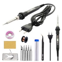 우드버닝 나무 인두기 조절 온도 전기 납땜 인두 용접 솔더 스테이션 목공예, 110v 미국 플러그 버전, 80w 철 키트