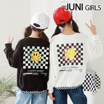체커스마일맨투맨 티셔츠