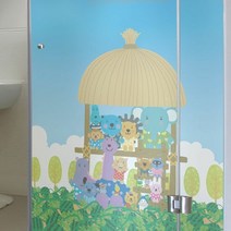 무점착투명시트_동물친구 원두막에서_A02_W180xH90cm, 단품