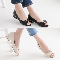 벨루치슈즈 여성 버클 벨티드 3cm 오픈토 플랫 단화 구두