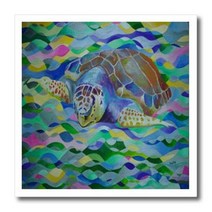 3dRose ht_１9312_1 Sealife Loggerhead Turtle-Iron on Heat Transfer for White Material 8 by 8-Inch, 1