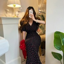 리본마켓 / 3color 튤립폼퐁 퍼프 맥시 랩 롱원피스