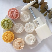 팔각 추석달 토끼 실리콘 틀 베이킹 몰드 월병 과자 모양 틀 도구, 토끼 4종 B