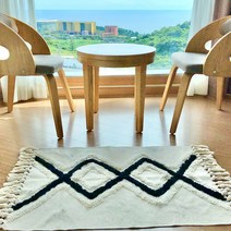 멜팅룩 린넨 인테리어 태슬 미니 러그