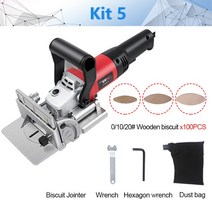 전동대패 NEWONE 760W 220V 전문 목공 비스킷 플레이트 조이너 조절 가능한 각도와 먼지 봉투- 목재 에 적합 DIY, [05] Kit 5, [01] EU