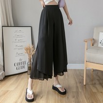 시폰 플리츠 절개 와이드 팬츠 하늘비즈 C11 V679H005