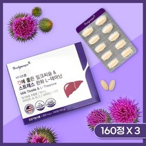 스트레스 완화 L-테아닌 간 에좋은 밀크씨슬 영양제 엘 테아닌 L theanine 신경 마음 불안 스트레스 안정 하루 케어, 3개, 160정