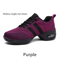 스포츠댄스화 라틴댄스 여성 댄스 슈즈 재즈 힙합 볼룸 야외 스퀘어 사이즈 34-40 스니커즈, 02 5.5, 02 Purple single net