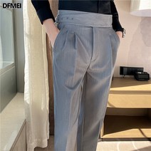 DFMEI 봄 남성 주름 바지 신사 스트레이트 캐주얼 바지 남성