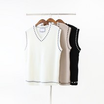 엠보이 남자 오버핏 브이넥 옆트임 펀치브이 니트 조끼 베스트 남여공용 3컬러