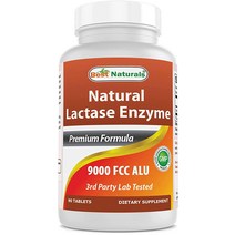 Best Naturals 천연 락타아제 효소가 함유된 락토스 불내성 완화 정제 빠르게 작용하는 고 락타아제 9000 FCC ALU 180개, 90.0 Servings (Pack of 1)
