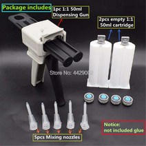 마루바닥보수 원목 강화 강 마루 1:1 50ml 코킹 접착제 총 두 구성요소 에폭시 디스펜스 건 + 5pcs 혼합 노, 한개옵션0