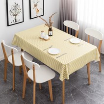 캐프마켓 방수 체크 격자 테이블보 사각 원형 식탁보, 옐로우 6인용 140 x 200 cm