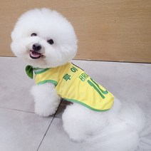 볼독 [이름각인가능]강아지고양이 나시티셔츠 중형견옷 대형견옷웰시코기옷 티셔츠, 브라질(노란색)