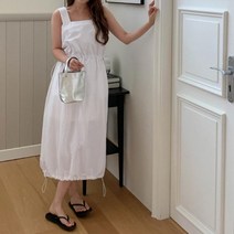 [바보사랑] 여자 바스락 스트링 민소매 롱원피스[옷자락]