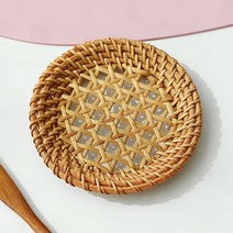 라탄 컵받침 티코스터 찻잔받침 커피잔받침, 4. 라탄 와플