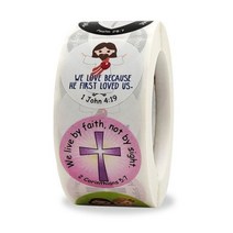 교회용품 기독교용품 500 Pcs 1 Inch 들 기독교 상표 스티커 성경 신앙기도 신 종교 예술 훈장, 500개