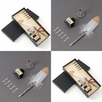 흰색 깃털 만년필 세트 저렴한만년필 필기감좋은만년필 선물용만년필 깃펜