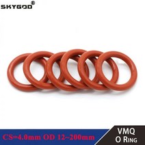 오링 빨간 실리콘 링 개스킷 CS 4mm OD 12 ~ 200mm 실리콘 O 링 개스킷 식품 등급 고무 O-링 VMQ 구색 hvac 도구 10 개, OD 200mm ID 192mm, 10pcs, CS 4.0mm
