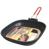 캠핑용 손잡이 접이식 그릴팬 휴대용 삼겹살구이판 후라이팬 프라이팬 28cm 생선구이팬 감바스 고기그릴 고기불판 캠핑그릴 철판 멀티팬 28x28/높이4.8/손잡이19.5cm