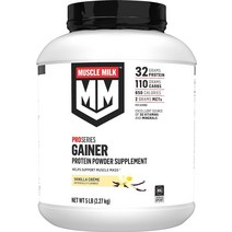 Muscle Milk 밀크 게이너 프로틴 파우더 초콜릿 프로틴 32g 5파운드, 양, 바닐라