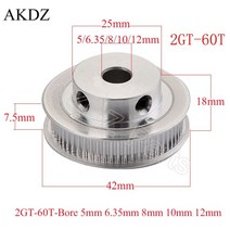 모터풀리 60 teeth gt2 타이밍 보어 5mm 6 35mm 8mm 10mm 12mm 14mm 선형 2gt 에 사용되는 벨트 폭 6mm 60teeth 60t