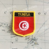 저스트씨 튀니지 국기 자수 패치 배지 방패와 사각형 모양 핀 한 세트 헝겊 완장 배낭 장식