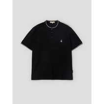 BEAN POLE 블랙 티핑 헨리넥 피케 티셔츠 2342365