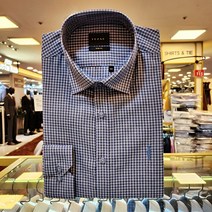[예작] 21년 이월상품 초특가세일!! 미니 체크 신사자수 구김적은 긴소매 슬림셔츠 YJ1FBS969-BL