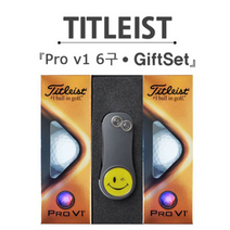 브라더스골프 타이틀리스트 Pro V1 6구 골프공 그린보수기 선물세트, 블랙