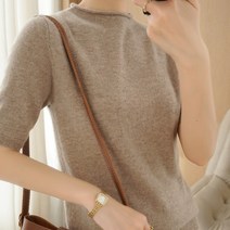 [랜덤플레이] 반목 베이직 슬림 반팔 니트 티셔츠