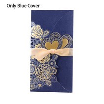 초대장 카드 510Pcs 레이저 컷 결혼식 초대장 카드 사랑 심장 리본 신부 샤워 웨딩 파티 용품과 인사말 사, 11 Only Blue Cover_01 5pcs
