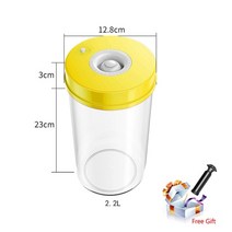 진공음식물쓰레기통 가정용 쓰레기통 2 개대 진공 식품 저장 용기 진공 실러에 대 한 플라스틱 저장 항아리 펌프 신선한 유지 냄비와 밀폐 용기, 노란색 2200ml